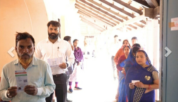 लोकतंत्र का उत्सव:बूथों में लंबी लाइन,कलेक्टर ने कतार में लग कर डाला वोट,  साथ ही व्यस्थाओं का लिया जाएजा, मतदाताओं की सुविधा का ध्यान रखने दिए निर्देश