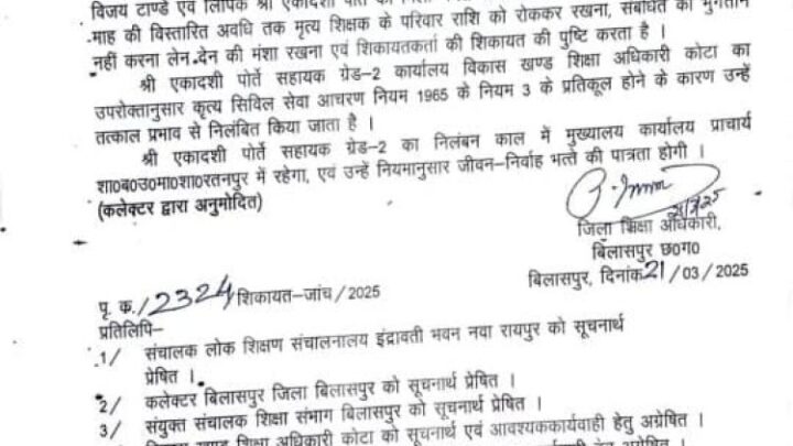 कलेक्टर का बड़ा एक्शन: रिश्वत की मांग करने वाला बाबू निलंबित, हटाए गए बीईओ, विभागीय जांच के आदेश