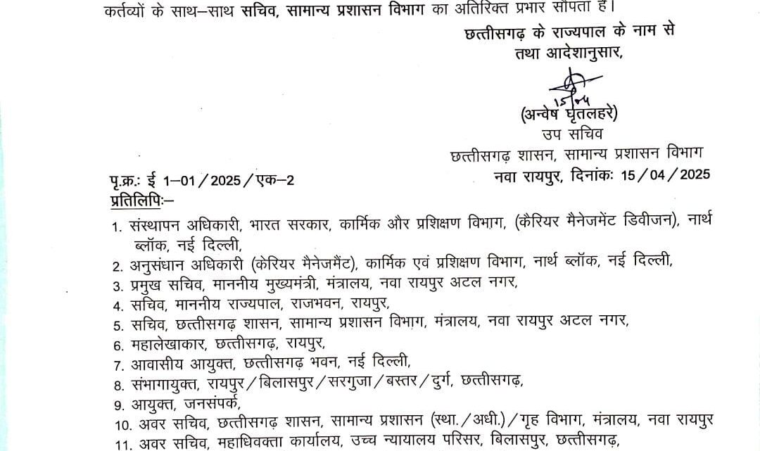 सरकार ने IAS रजत कुमार को सौंपा सामान्य प्रशासन का प्रभार, मुकेश बंसल को किया गया मुक्त सरकार ने IAS रजत कुमार को सौंपा सामान्य प्रशासन का प्रभार, मुकेश बंसल को किया गया मुक्त