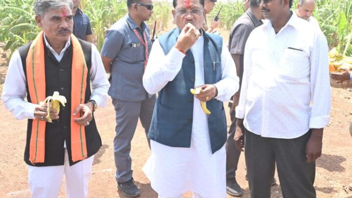 जब मुख्यमंत्री ने चखा रोहित के खेत का केला, केला और पपीता के खेत में पहुंचे, मुख्यमंत्री ने उत्कृष्ट किसान को दी शाबाशी, बोले