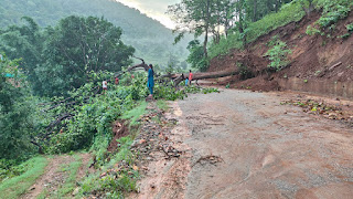 रौनी रोड में भूस्खलन, घर पर गिरा पेड़ – परिवार बाल-बाल बचा, सड़क मार्ग अवरुद्ध