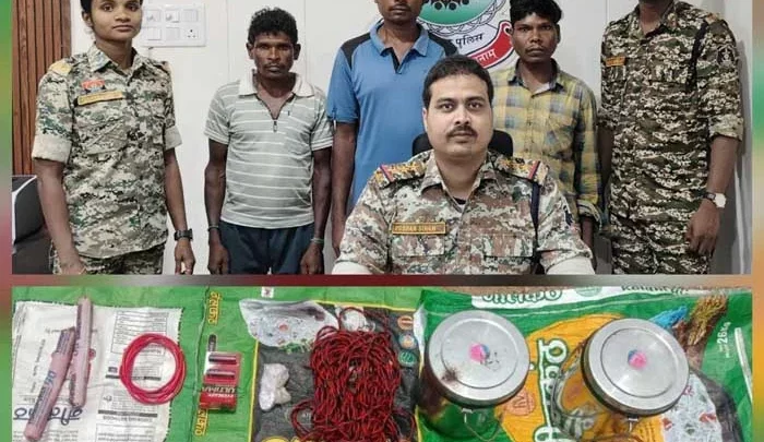 सुकमा में विस्फोटक के साथ दाे लाख के इनामी सहित तीन नक्सली गिरफ्तार