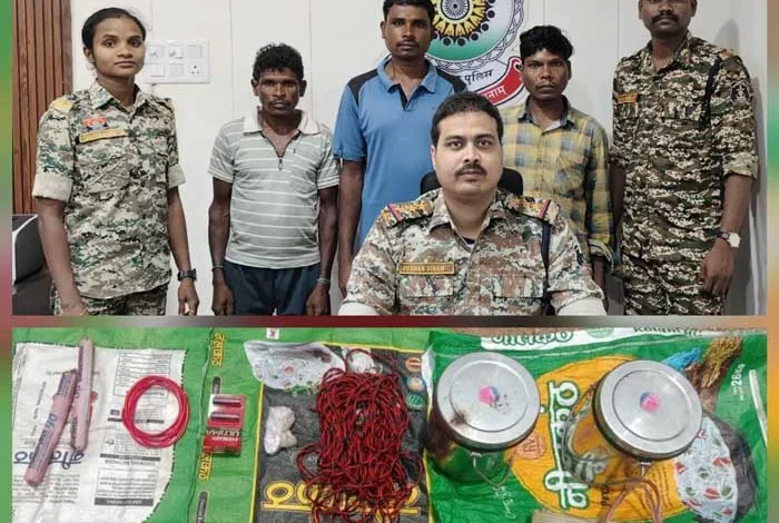 सुकमा में विस्फोटक के साथ दाे लाख के इनामी सहित तीन नक्सली गिरफ्तार