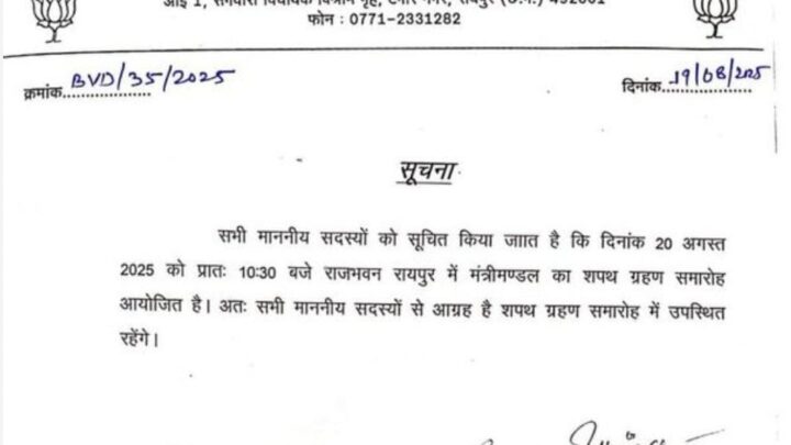 कैबिनेट विस्तार का निमंत्रण: कल सुबह 10.30 बजे होगा कैबिनेट विस्तार, विधायक को भेजा गया आमंत्रण, राजभवन में..
