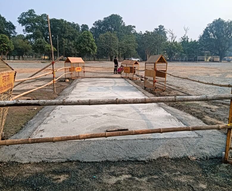 टेंपल सिटी शिवरीनारायण में क्रिकेट टूर्नामेंट की तैयारी पूर्ण – पिच तैयार