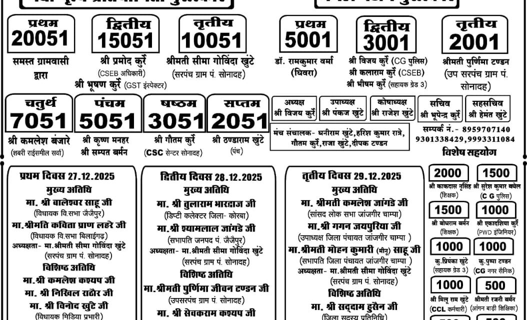 सोनादह में तीन दिवसीय संत शिरोमणी बाबा गुरु घासीदास जयंती कल से