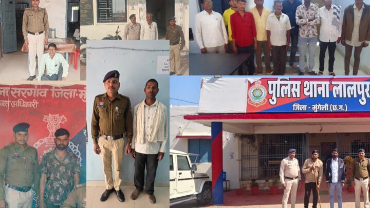 मुंगेली वरिष्ठ पुलिस अधीक्षक भोजराम पटेल (भा.पु.से.) के निर्देशन पर ‘‘ऑपरेशन बाज’’ के तहत 41 स्थायी वारंटियों को किया गया गिरफ्तार